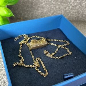 NIB Drusy Quartz Gold Tone 20” Necklace